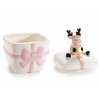 Barattolo di Natale con fiocco e renna con stella di neve in ceramica 10,5 x 11 x 17cm