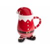 Tazza Babbo Natale ceramica decori oro e coperchio 500 ml Tazza Babbo Natale ceramica decori oro e coperchio 500 ml