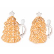 Tazza in ceramica a forma di albero di Natale con coperchio e cucchiaio, 400 ml