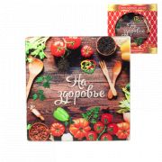 Lavagna multifunzionale in vetro "Per la salute" in vetro temperato, 20 x 20 cm