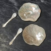 Set di piattini e cucchiaini in madreperla per caviale