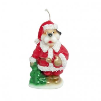 Candela "Cane Babbo Natale con albero di Natale" simbolo dell'anno 2018 H=11 cm