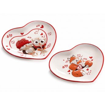 Piatto in ceramica a forma di cuore con stampa animalier, 18,5 x 16,5 cm