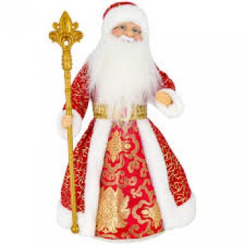 Statuetta di Babbo Natale nei toni del rosso e dell'oro, con scomparto per caramelle, 40 cm Statuetta di Babbo Natale nei toni del rosso e dell'oro, con scomparto per caramelle, 40 cm