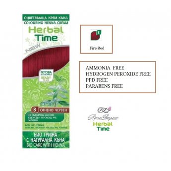 Crema-Henna colorante nr.8 focoso-rosso'Herbal Time'