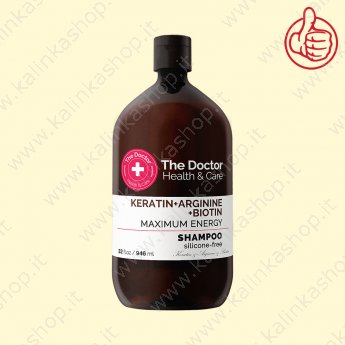 Shampoo The Doctor Health&Care Cheratina+Arginina+Biotina Maximale Energie, 946 ml