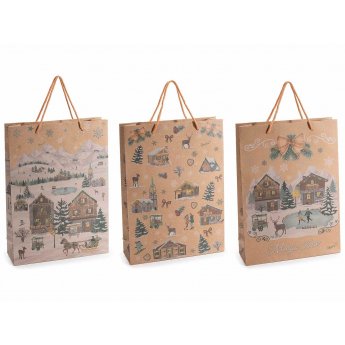Sacchetto/busta grande in carta kraft natalizia 24 x 8 x 33cm Sacchetto/busta grande in carta kraft natalizia 24 x 8 x 33cm