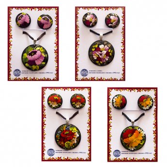 Ciondolo + orecchini dipinti a mano