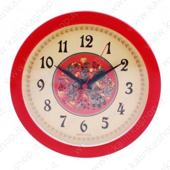 Часы настенные круглые "Хохлома" 3,5 × 29 × 29 см.
