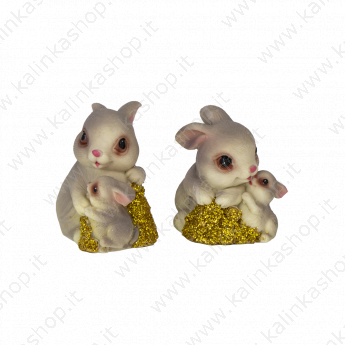 Копилка "Кролик с крольченком" в 2-х вариантах,  7,5 см
