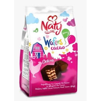 Wafer "Naty" glassate con crema al cacao (140g) Wafer "Naty" glassate con crema al cacao (140g)