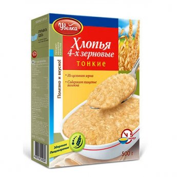 Fiocchi di 4 cereali "Uvelka" sottili (350g) Fiocchi di 4 cereali "Uvelka" sottili (350g)