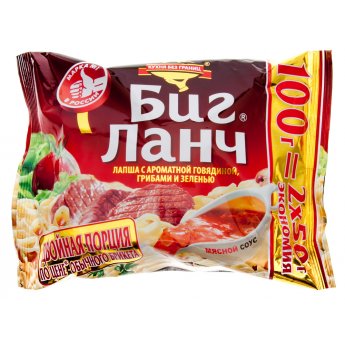 Noodles "Big Lunch" con carne di manzo, funghi ed erbe (100g) Noodles "Big Lunch" con carne di manzo, funghi ed erbe (100g)