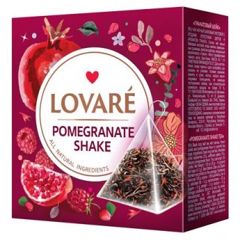 Tè nero "Lovare Pomegranate Shake" con frutti di bosco, petali di fiori e aroma di melograno (30 g)