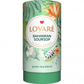 Tè "Lovare Bahamian Soursop" Tè verde con pezzi di frutta e petali di fiori d'arancio (80g)