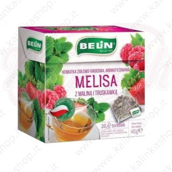 Чай травяной "Belin" из мелиссы с малиной и клубникой, пирамидки  (40гр)