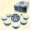 Чайный сервиз "Пахтагюль"(1 чайник 1,3 л+6 пиал,синий)