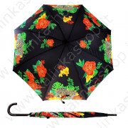 Зонт-трость складной "Тигры с розами, d 106 см, 8 спиц