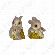 Копилка "Кролик с крольченком" в 2-х вариантах,  7,5 см