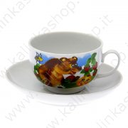 Чашка чайная с блюдцем "Приключения Колобка" 210 мл. (фарфор)