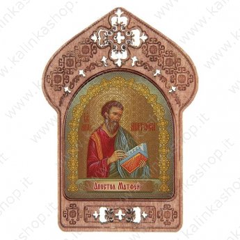Икона "Апостол Матфей" темная рамка 5 × 7 с