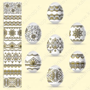 Декоративная пасхальная плёнка "Золотая роспись" 7 различных мотивов в наборе