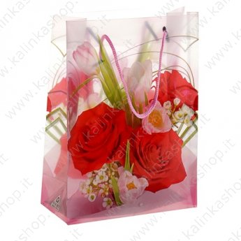 Пакет пластиковый "Букет красных роз" 12,5 х 17,0 х 5,5 см