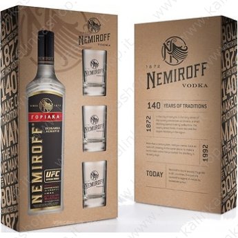 Vodka "Nemiroff" Original+3 bicchieri 40% (0,7L)